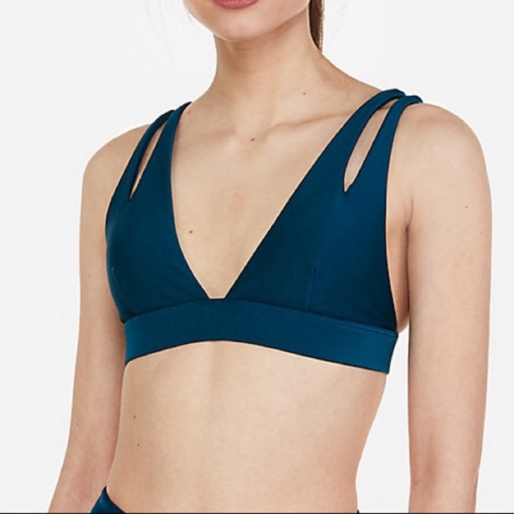 Shimmer plunging vneck bikini top